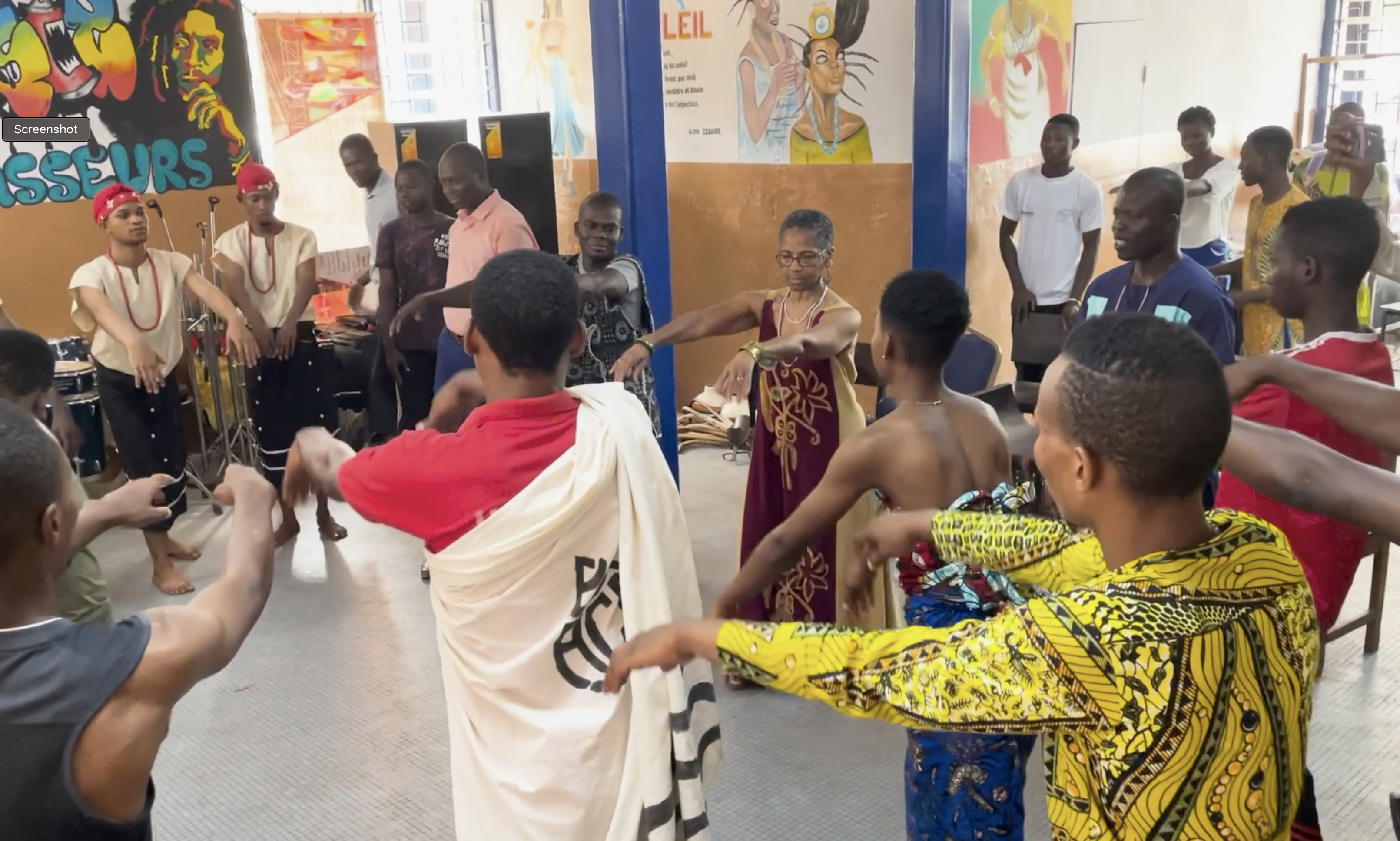 Qigong Workshop with professional artists and students at Université Abomey-Calavi in Benin, West Africa (2023). Photo by Aukram Burton